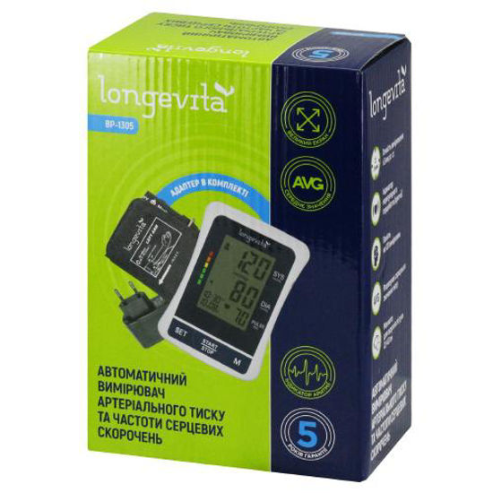 Тонометр (вимірювач) механічний артеріального тиску Longevita (Лонгевіта) BP-1305 автомат з адаптером манжета 22-40 см